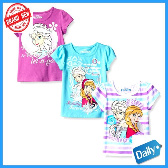 Girls' 3-Pack Short Sleeve Graphic Tees Regular Fit Machine Washable